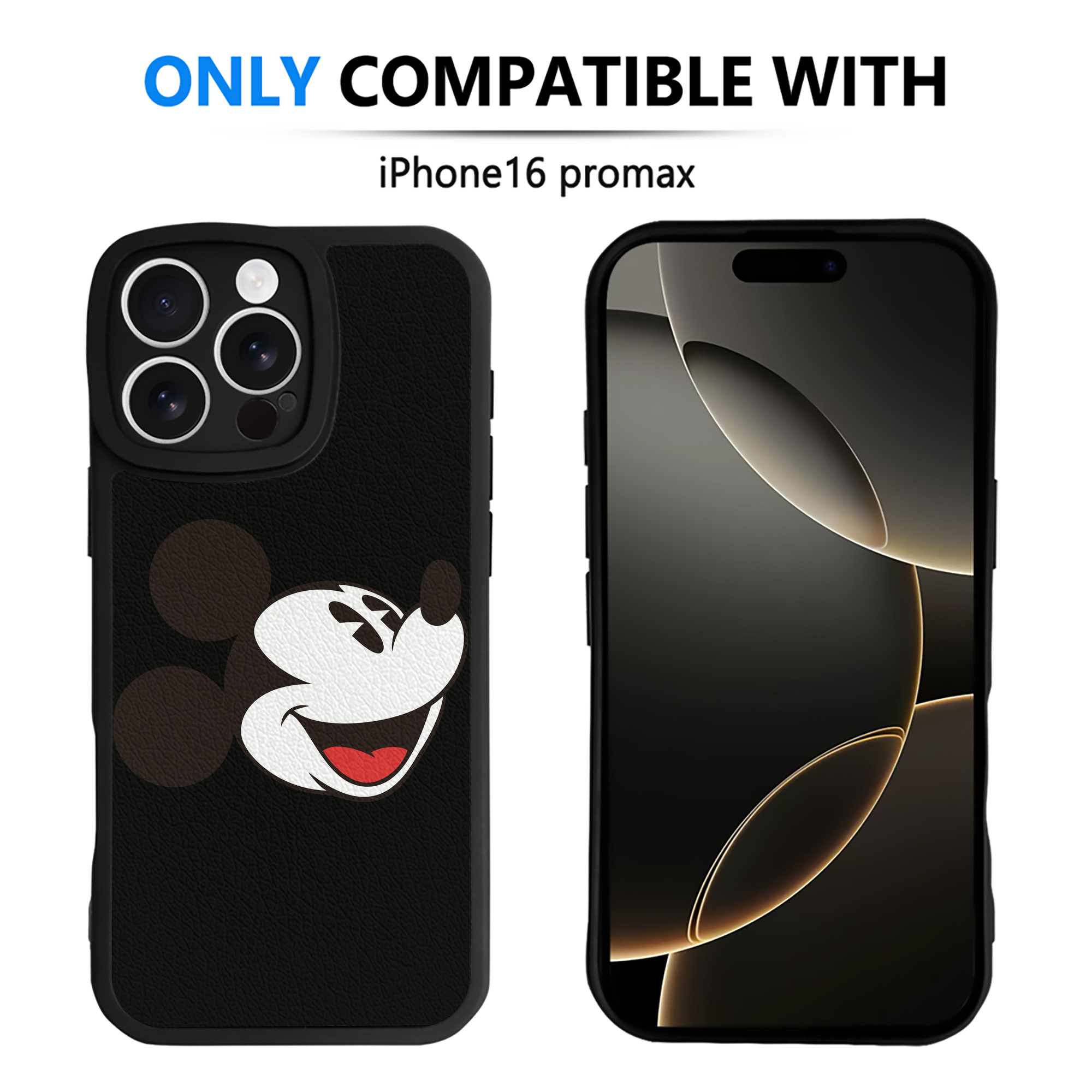 （画像用） ミッキーマウス Mickey Mouse 【iPhone 16シリーズ対応】シリコンスマホケース（レザー調） 材質：シリコン